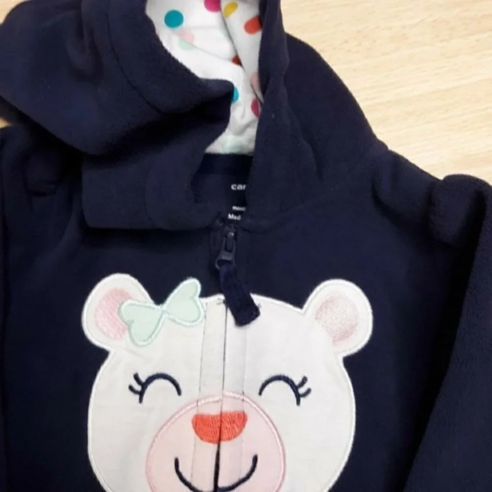 Carters Girls Fleece Hooded One Piece Bundle 9 Mth